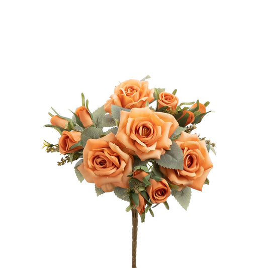 Rose Bouquet 7 Heads Apricot 33cm