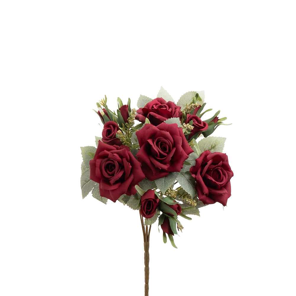 Rose Bouquet 7 Heads Red 33cm