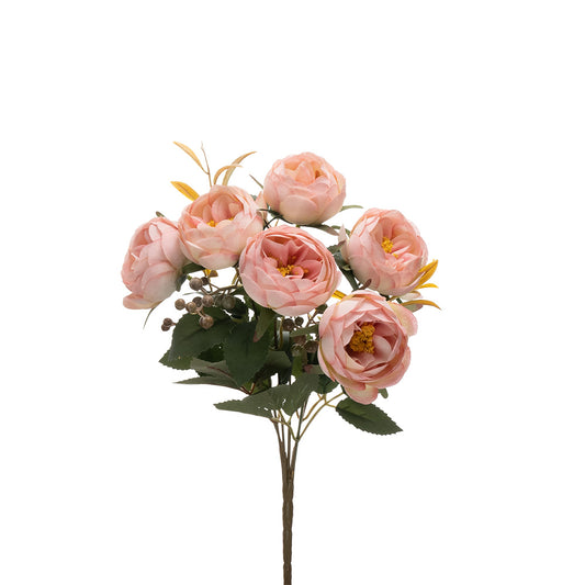 Peony Bouquet 7 Heads Pink 33cm