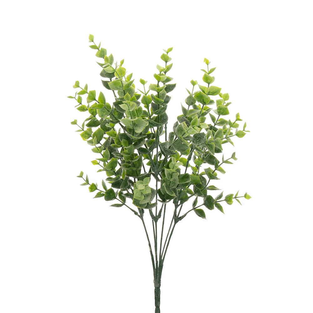 Eucalyptus Leaf Bush Green & White 35cm