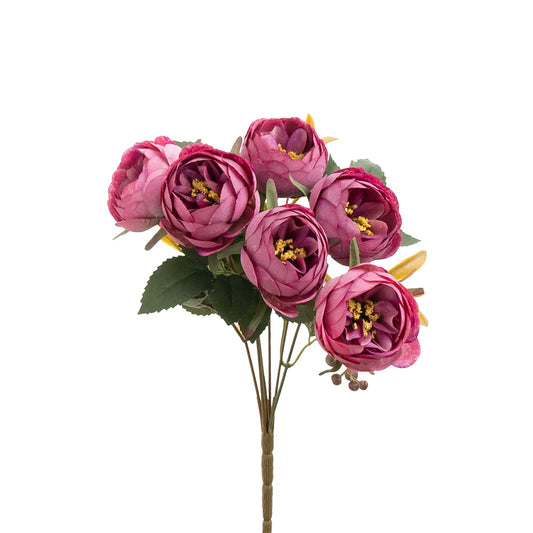 Peony Bouquet 7 Heads Purple 33cm