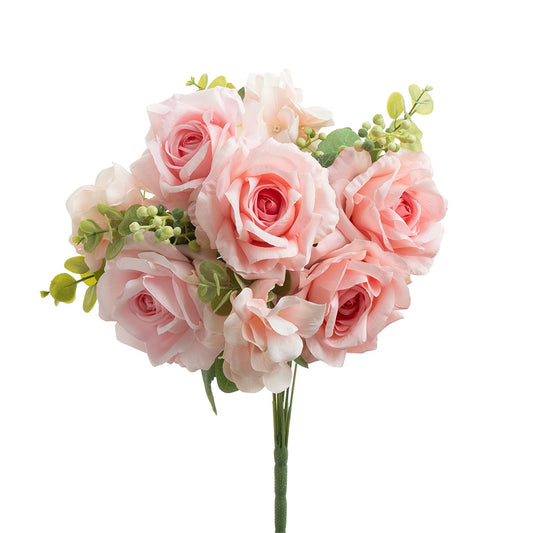 Rose Hydrangea Bouquet 10 Heads Light Pink 49cm