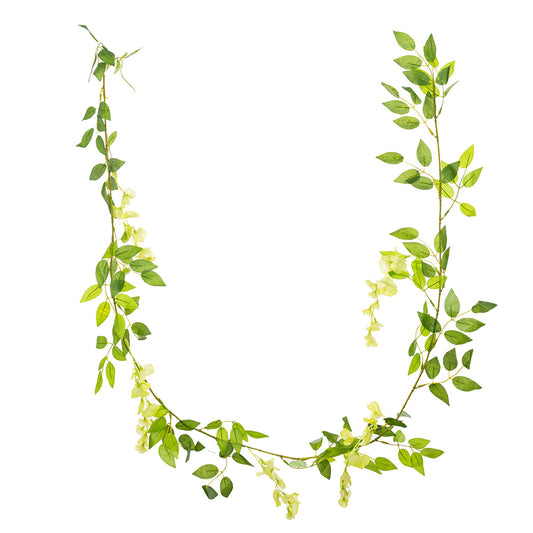 5 Head Wisteria Vine Garland Green 180cm