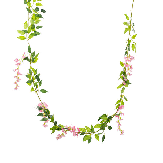 5 Head Wisteria Vine Garland Pink 180cm