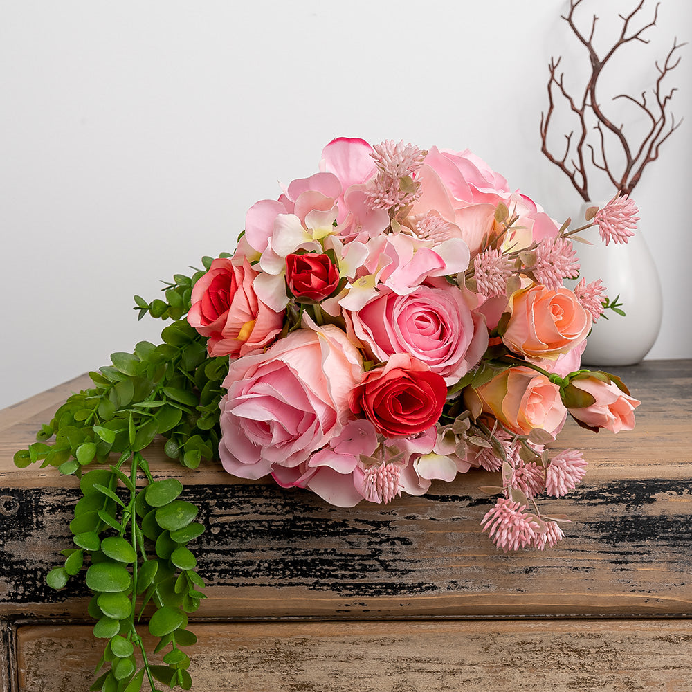 Rose Hydrangea Bouquet Pink 30cm