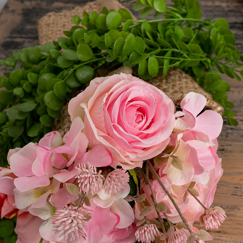 Rose Hydrangea Bouquet Pink 30cm