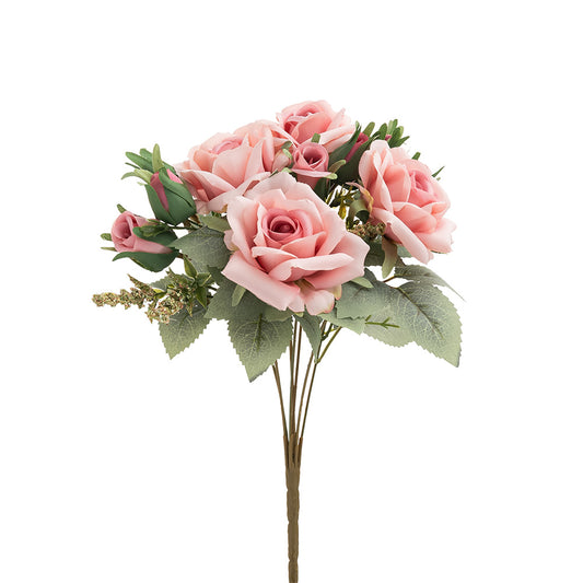 Rose Bouquet 7 Heads Pink 33cm