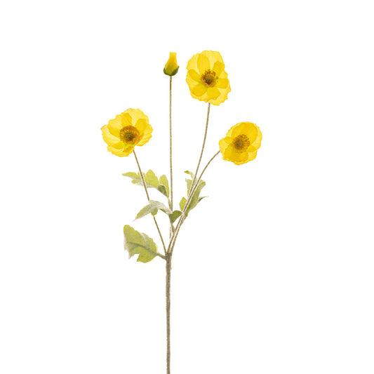 Poppy Stem 4 Heads Yellow 60cm